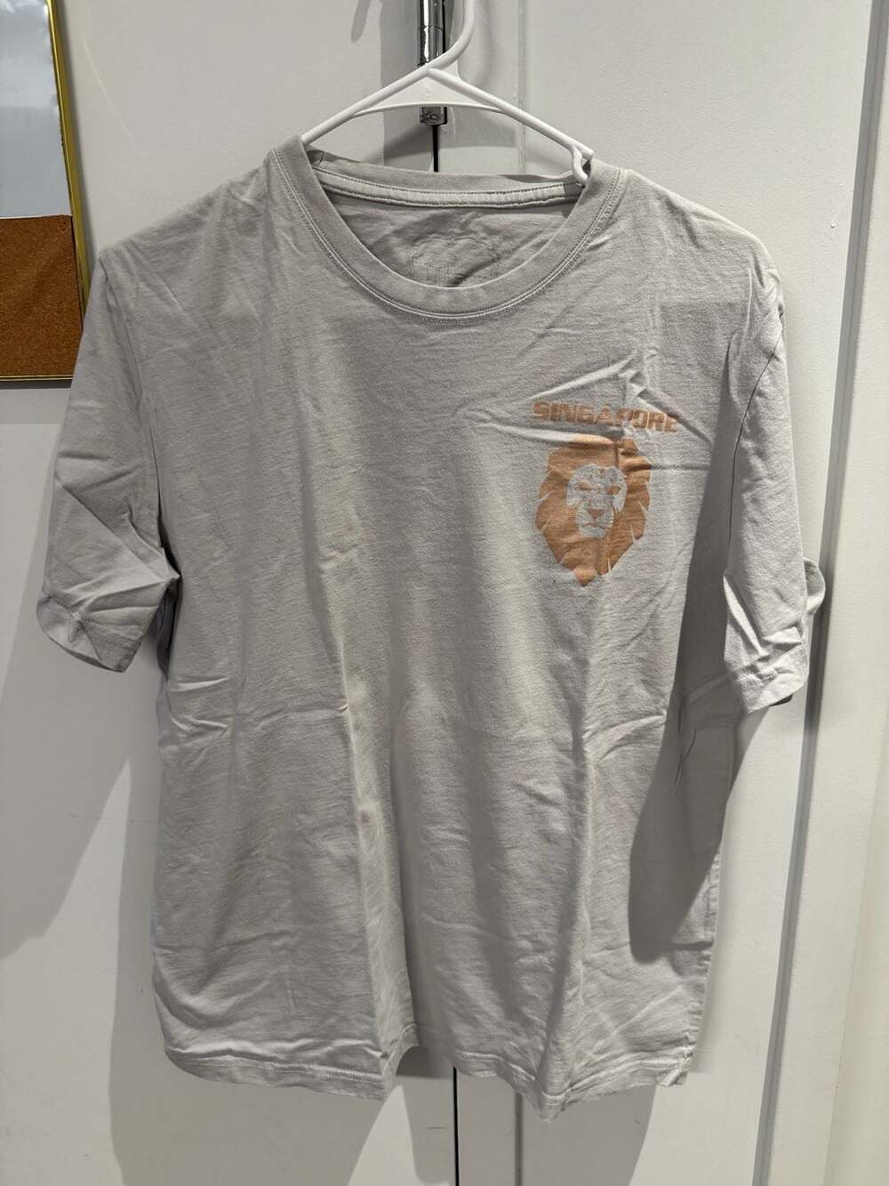 T&Easy Singapore Lion Graphic Gray Cotton T-Shirt Size L